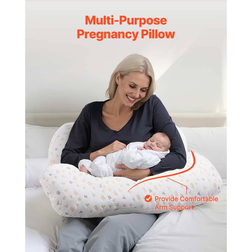 VEVOR Pregnancy Pillows for Sleeping, Adjustable Maternity Pillow for Pregnant Women, Soft Pregnancy Body Pillow with Removable & Washable Cover for Back Belly Hip Support, Lightweight and Portable