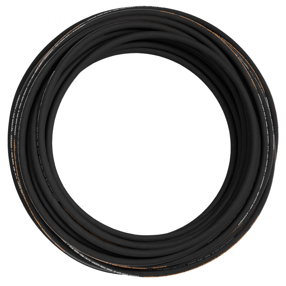 VEVOR Hydraulic Hose 1/4 inch x 100 ft, Coiled Hydraulic Hose 5800 PSI, Rubber Hydraulic Hose with 2 High-Tensile Steel Wire Braid, Bulk Hydraulic Hose -20℃ to 140℃, Hydraulic Oil Flexible Hose