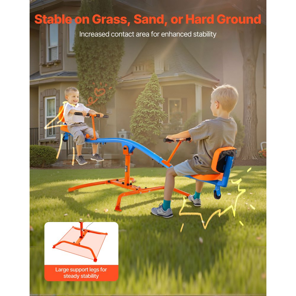 VEVOR Kids Seesaw, 300 lbs Load Capacity, Sit and Spin Teeter Totter with Easy-Grip Handles, Kids Outdoor Playground Equipment, Outside Toys, Swiveling 360 Degrees Rotating for Children Aged 3+