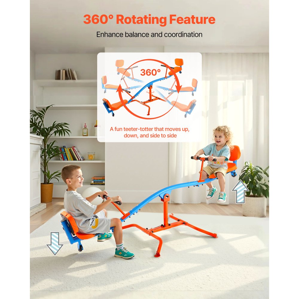 VEVOR Kids Seesaw, 300 lbs Load Capacity, Sit and Spin Teeter Totter with Easy-Grip Handles, Kids Outdoor Playground Equipment, Outside Toys, Swiveling 360 Degrees Rotating for Children Aged 3+