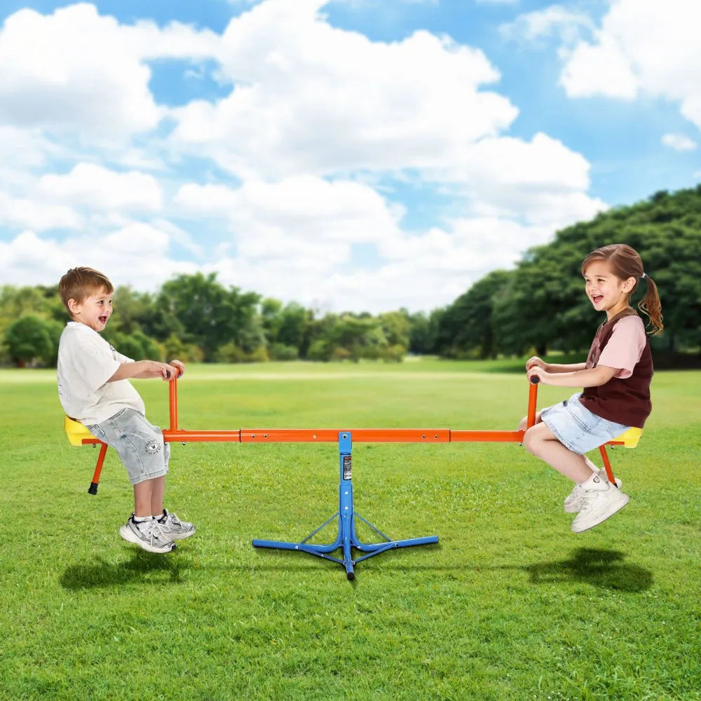 VEVOR Kids Seesaw, 100 lbs Load Capacity per Seat, Sit and Spin Teeter Totter with 3-prong Support Legs, Kids Outdoor Playground Equipment, Swiveling 360 Degrees Rotating for Children Aged 3+