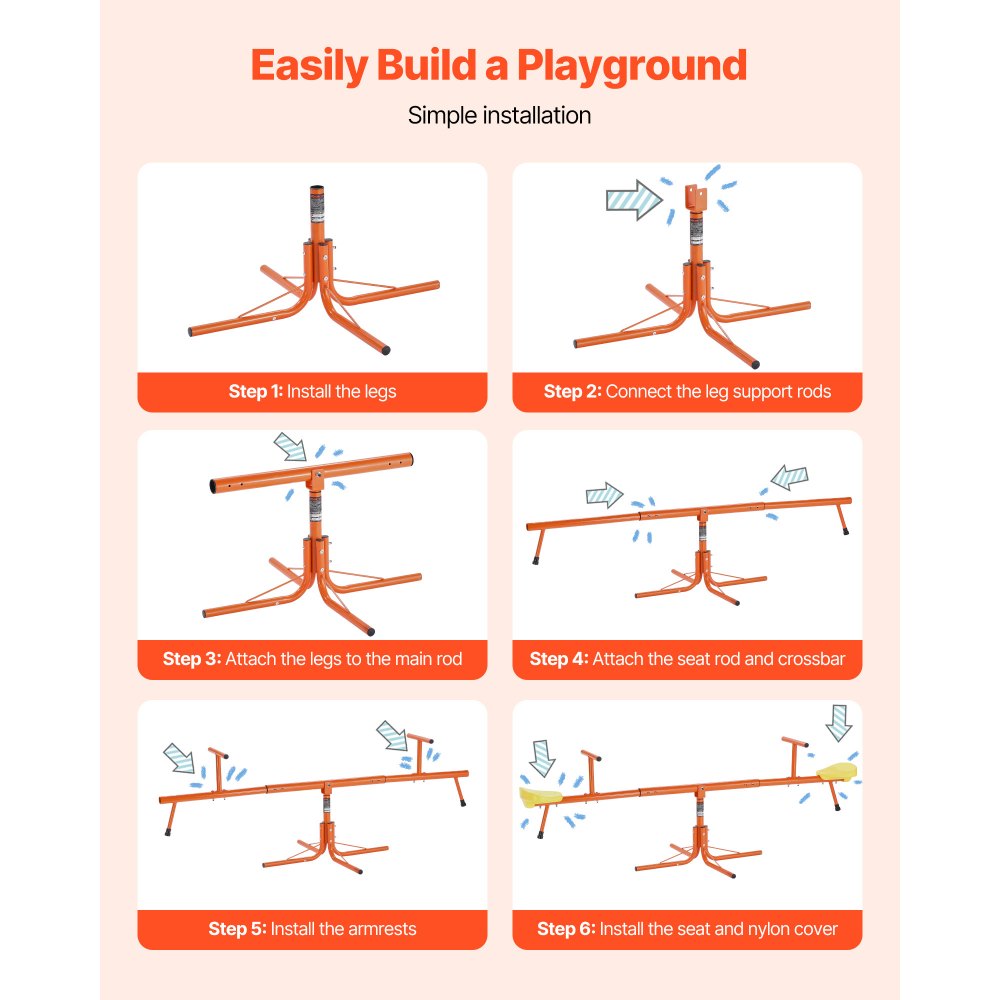 VEVOR Kids Seesaw, 100 lbs Load Capacity per Seat, Sit and Spin Teeter Totter with 4-prong Support Legs, Kids Outdoor Playground Equipment, Swiveling 360 Degrees Rotating for Children Aged 3+