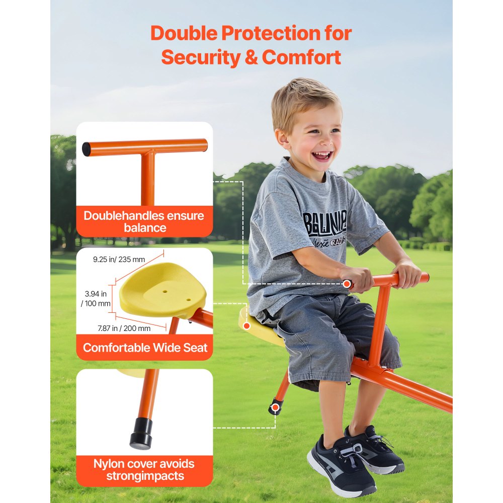 VEVOR Kids Seesaw, 100 lbs Load Capacity per Seat, Sit and Spin Teeter Totter with 4-prong Support Legs, Kids Outdoor Playground Equipment, Swiveling 360 Degrees Rotating for Children Aged 3+