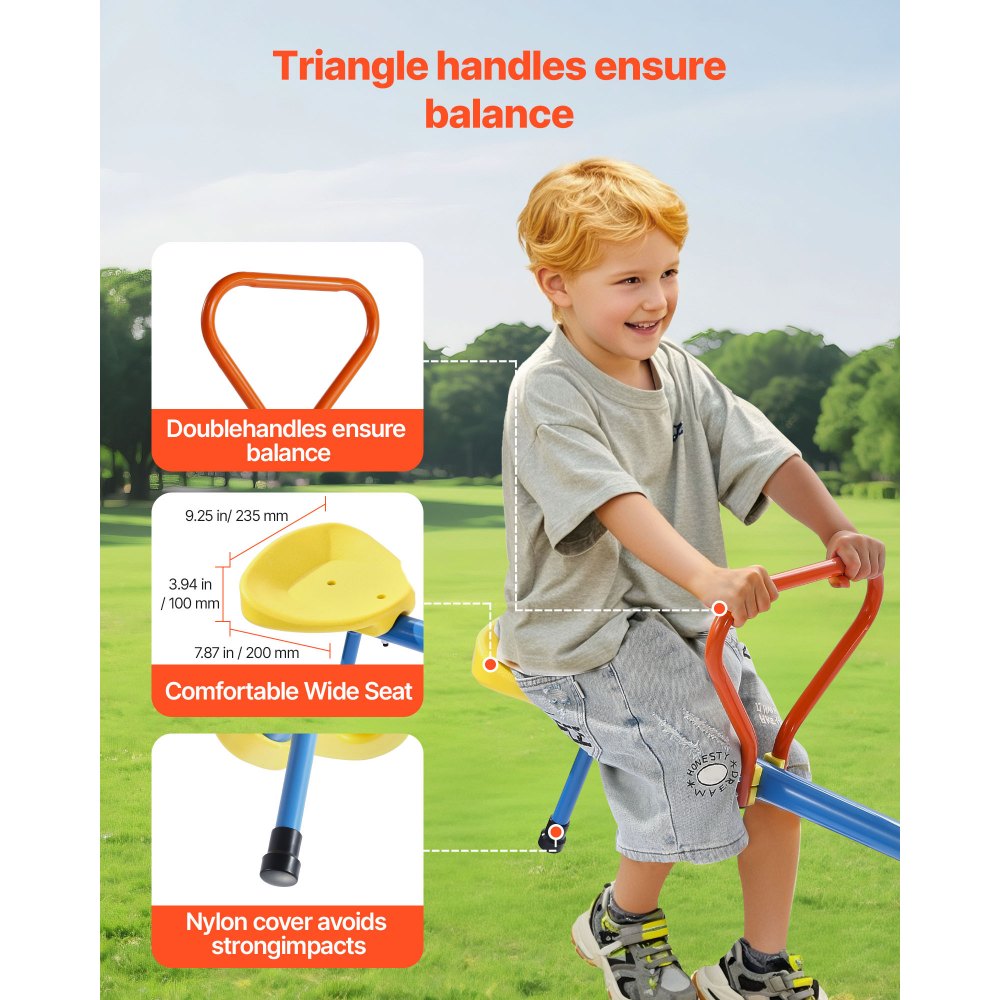VEVOR Kids Seesaw, 110 lbs Load Capacity per Seat, Sit and Spin Teeter Totter with 4-prong Support Legs, Kids Outdoor Playground Equipment, Swiveling 360 Degrees Rotating for Children Aged 3+, 4 Seats