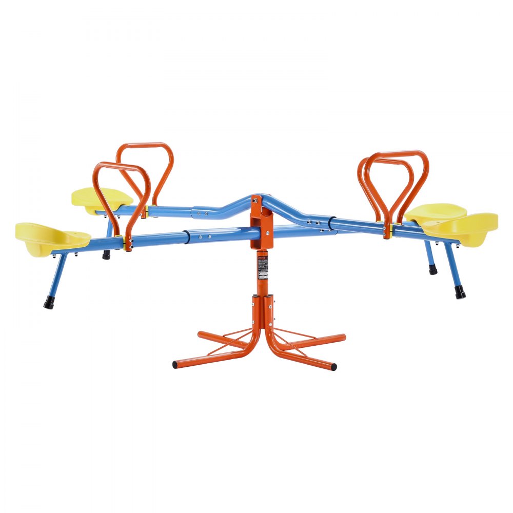 VEVOR Kids Seesaw, 110 lbs Load Capacity per Seat, Sit and Spin Teeter Totter with 4-prong Support Legs, Kids Outdoor Playground Equipment, Swiveling 360 Degrees Rotating for Children Aged 3+, 4 Seats