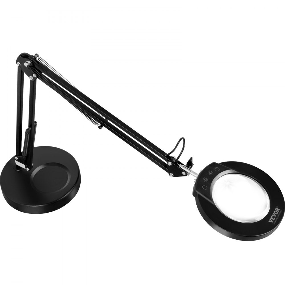 VEVOR Magnifying Glass with Light and Stand, 5X Magnifying Lamp, 4.3" Glass Lens, Base and Clamp 2-in-1 Desk Magnifier with Light, 64 LED Lights 5 Color Modes, for Close Work Reading Repair Crafts