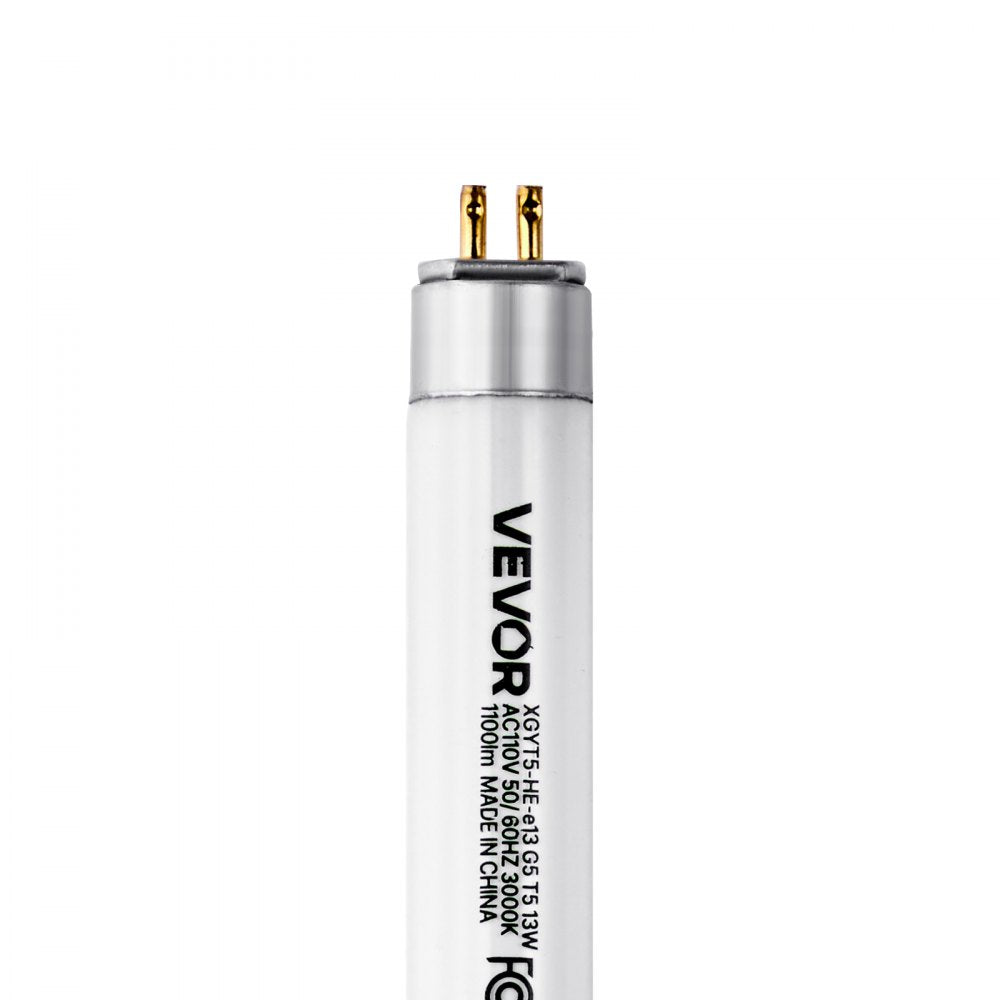 VEVOR 8 Pack T5 Fluorescent Light Bulbs, 21-Inch Linear, Fluorescent Tube Lamp with 3000K Warm White, 13 Watts, G5 Bi-Pin Base, 1100 Lumens, Replacement Bulb, for Under Cabinet Counter Fixture, Closet