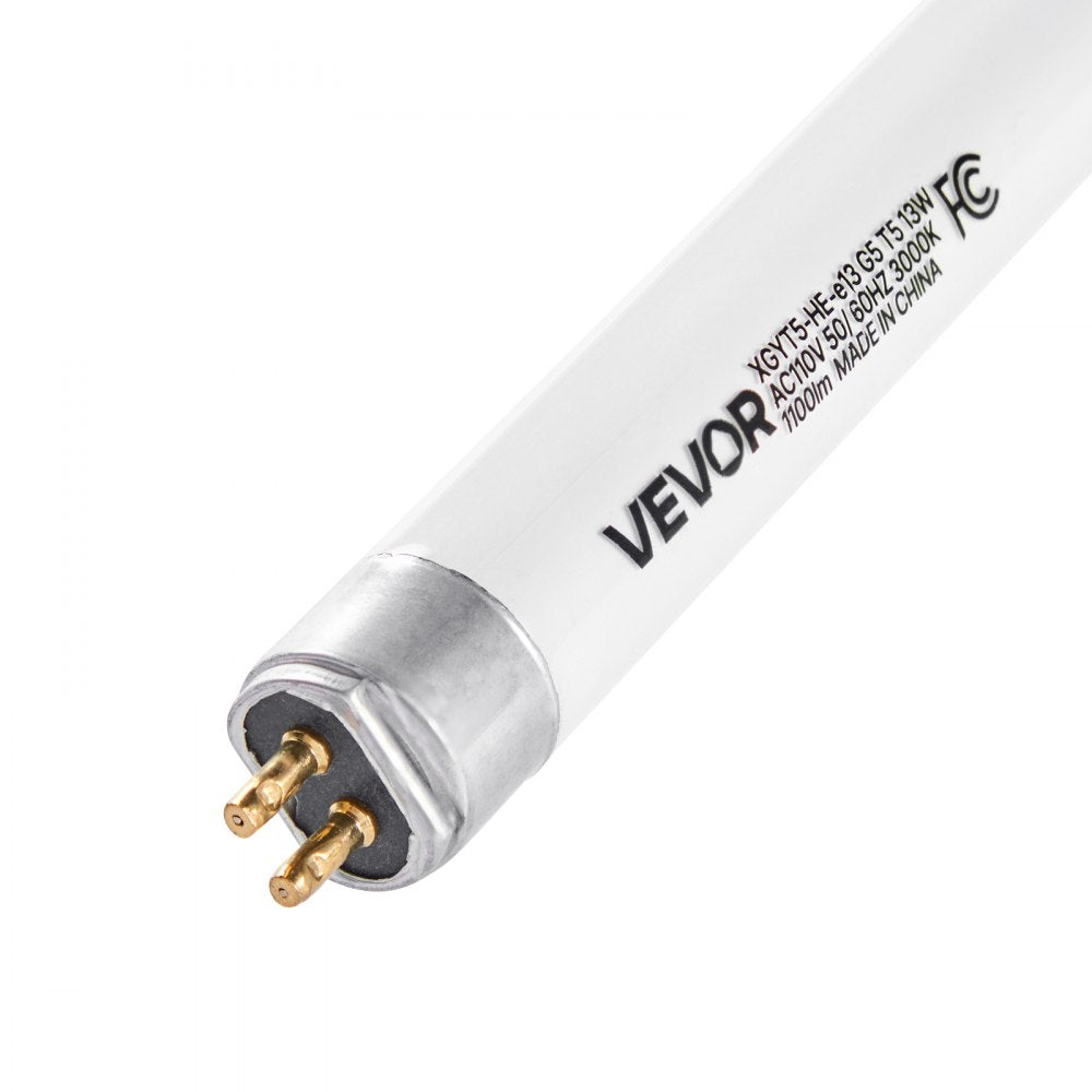 VEVOR 8 Pack T5 Fluorescent Light Bulbs, 21-Inch Linear, Fluorescent Tube Lamp with 3000K Warm White, 13 Watts, G5 Bi-Pin Base, 1100 Lumens, Replacement Bulb, for Under Cabinet Counter Fixture, Closet