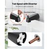 VEVOR Tub and Shower Faucet Set, 5-Inch Rainfall Shower Head and Bathtub Spout, Complete Single-Handle Tub Trim Kit with Brass Pressure Balancing Valve, 8-Setting Adjustable Spray Modes, Matte Black