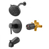 VEVOR Tub and Shower Faucet Set, Complete with 5-Inch Rainfall Shower Head and Bathtub Spout, 8-Setting Adjustable Spray, Single-Handle Tub Trim Kit with Brass Pressure Balancing Valve, Matte Black