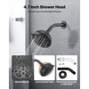 VEVOR Tub and Shower Faucet Set, Complete with 4.7-Inch Rainfall Shower Head and Bathtub Spout, 9-Setting Adjustable Spray, Single-Handle Tub Trim Kit with Brass Pressure Balancing Valve, Matte Black