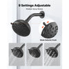 VEVOR Tub and Shower Faucet Set, Complete with 4.7-Inch Rainfall Shower Head and Bathtub Spout, 9-Setting Adjustable Spray, Single-Handle Tub Trim Kit with Brass Pressure Balancing Valve, Matte Black