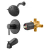 VEVOR Tub and Shower Faucet Set, Complete with 4.7-Inch Rainfall Shower Head and Bathtub Spout, 9-Setting Adjustable Spray, Single-Handle Tub Trim Kit with Brass Pressure Balancing Valve, Matte Black