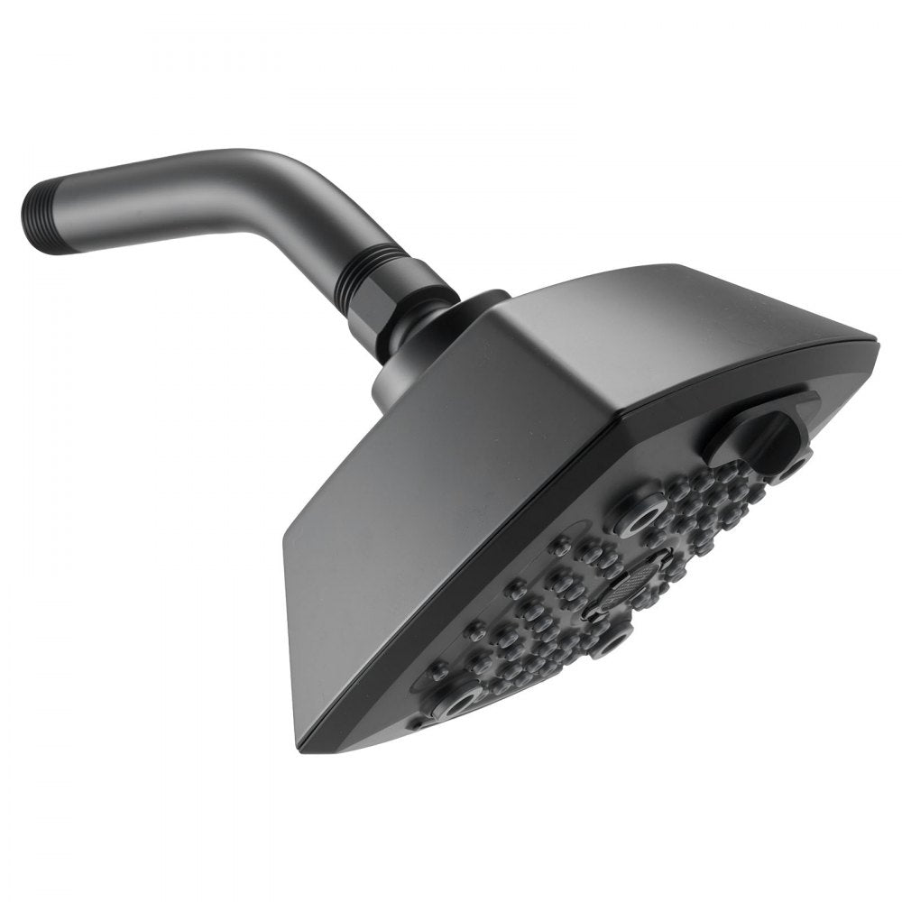VEVOR Tub and Shower Faucet Set, Complete with 5.1-Inch Rainfall Shower Head and Bathtub Spout, 5-Setting Adjustable Spray, Single-Handle Tub Trim Kit with Brass Pressure Balancing Valve, Matte Black