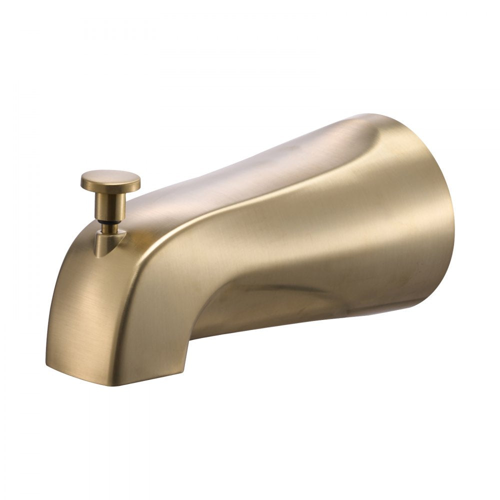 VEVOR Tub and Shower Faucet Set, Complete with 5-Inch Rainfall Shower Head and Bathtub Spout, 8-Setting Adjustable Spray, Single-Handle Tub Trim Kit with Brass Pressure Balancing Valve, Gold Finish