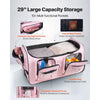 VEVOR Dance Bag with Garment Rack, 29 Inch Rolling Dance Duffel, with Wheels, USB Port, Height Adjustable Clothes Rack, Privacy Protection Curtain, Ideal for Travel and Competitions, Matte Pink