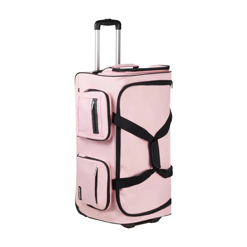VEVOR Dance Bag with Garment Rack, 29 Inch Rolling Dance Duffel, with Wheels, USB Port, Height Adjustable Clothes Rack, Privacy Protection Curtain, Ideal for Travel and Competitions, Matte Pink