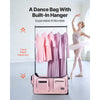 VEVOR Dance Bag with Garment Rack, 29 Inch Rolling Dance Duffel, with Wheels, USB Port, Height Adjustable Clothes Rack, Privacy Protection Curtain, Ideal for Travel and Competitions, Matte Pink