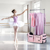 VEVOR Dance Bag with Garment Rack, 29 Inch Rolling Dance Duffel, with Wheels, USB Port, Height Adjustable Clothes Rack, Privacy Protection Curtain, Ideal for Travel and Competitions, Matte Pink