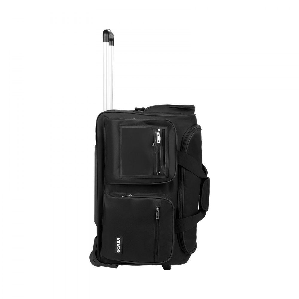 VEVOR Dance Bag with Garment Rack, 23 Inch Rolling Dance Duffel, with Wheels, USB Port, Height Adjustable Clothes Rack, Privacy Protection Curtain, Ideal for Travel and Competitions, Matte Black