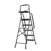 VEVOR 5 Step Ladder, Folding Step Stool with Wide Anti-Slip Pedal, Tool Tray, Dual Side Handrails, 600 lbs Capacity Portable Steel Ladder, Multi-Use for Kitchen, Home, Household and Office, Black
