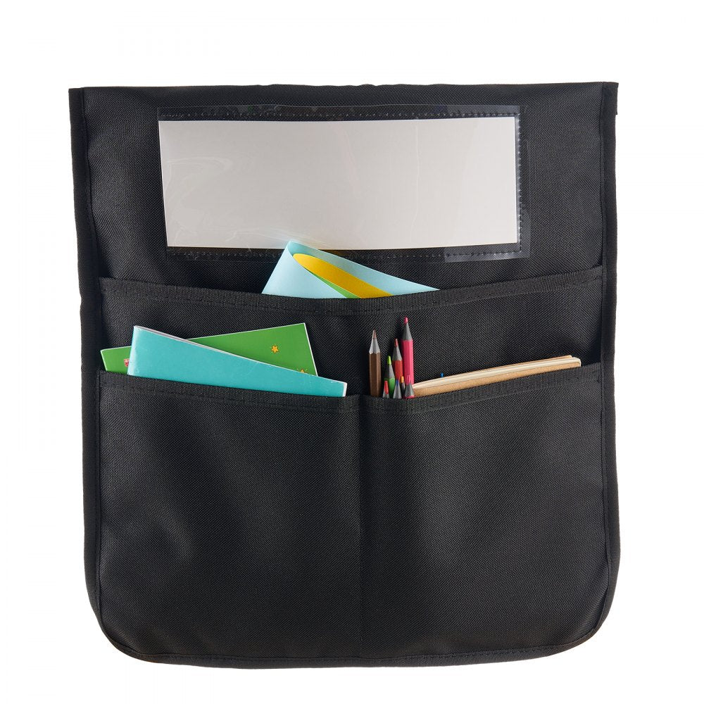 VEVOR Chair Pockets for Classroom, 12 Pack, 17 x 19 Inches Chairback Buddy Pocket with Name Tag, Back of Chair Organizer for Kids in Classroom, Kindergarten, School, and Home, Black