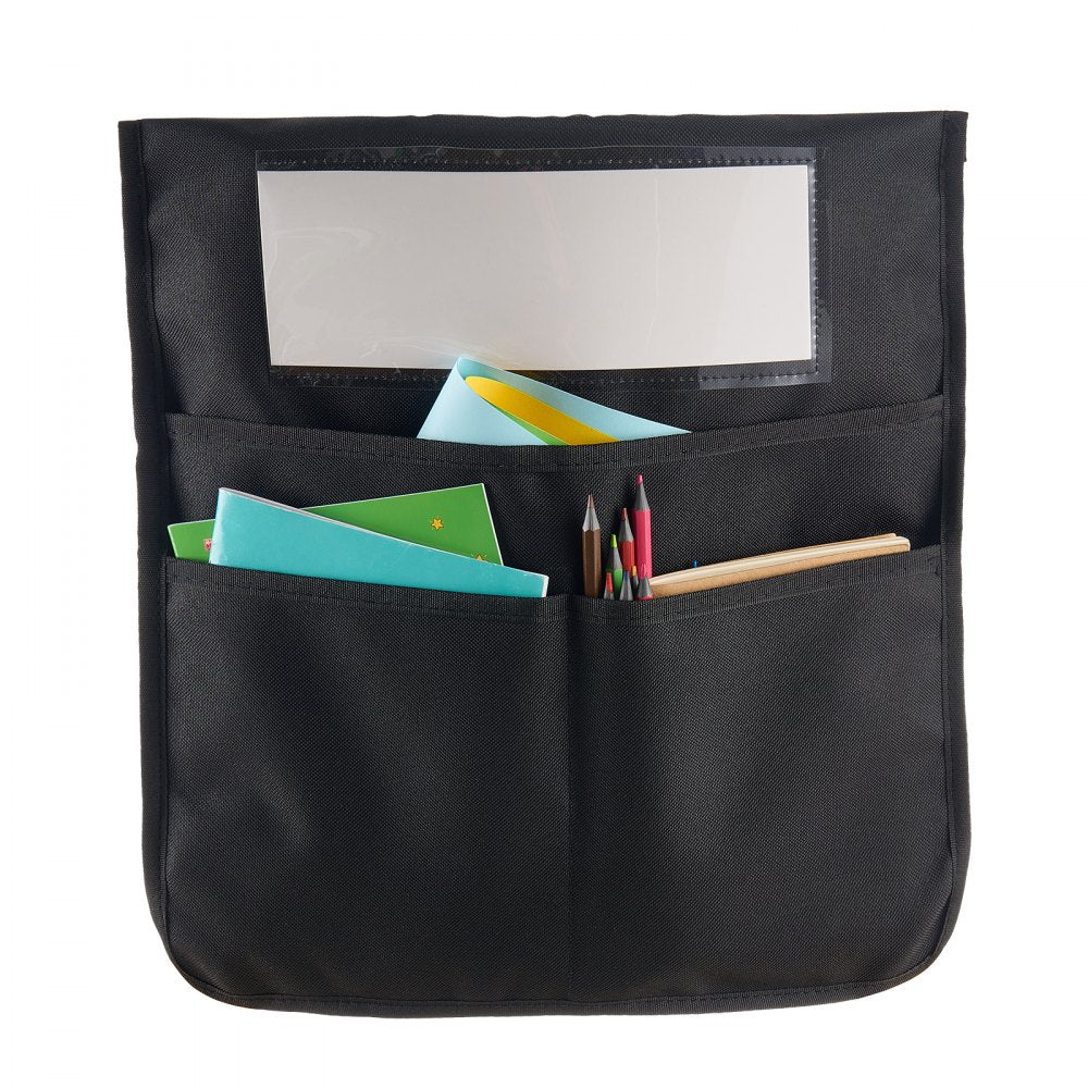 VEVOR Chair Pockets for Classroom, 12 Pack, 17 x 19 Inches Chairback Buddy Pocket with Name Tag, Back of Chair Organizer for Kids in Classroom, Kindergarten, School, and Home, Black