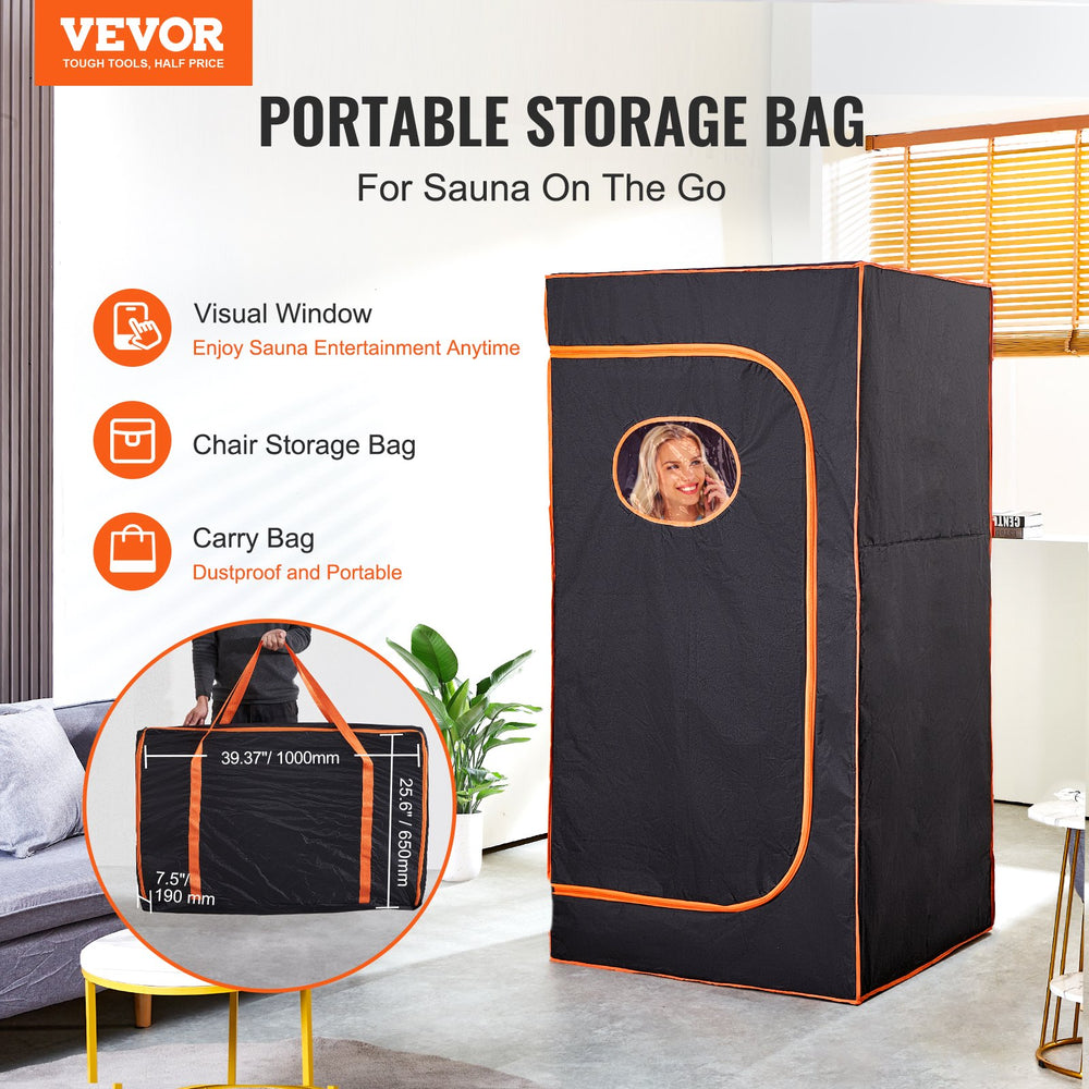 VEVOR sauna tent with portable storage bag features