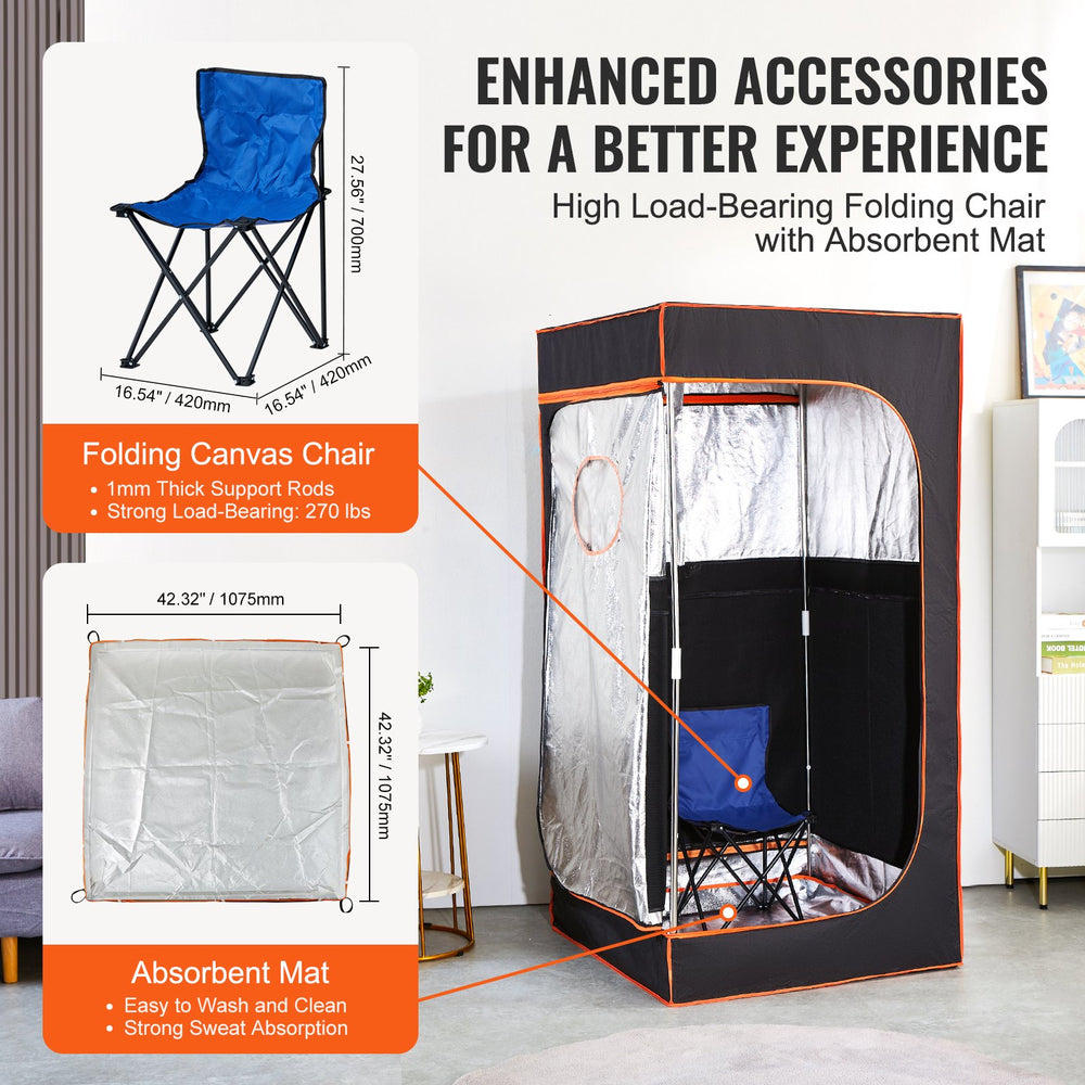 VEVOR sauna tent enhanced accessories: folding chair and absorbent mat