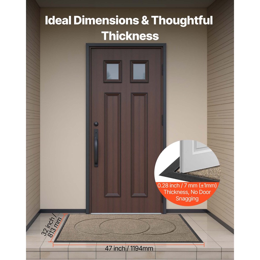 VEVOR Front Door Mat, 47 x 32 in Commercial Floor Mat for Indoor and Outdoor, Modern Stylish Carpet with TPE Backing, Heavy Duty Washable Entry Industrial Rug for Hallway, Balcony, Garage, Brown