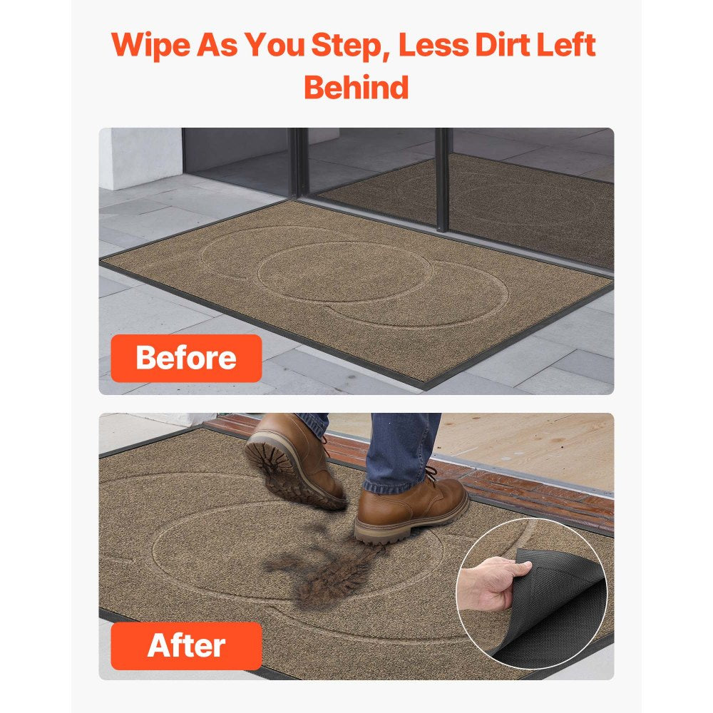 VEVOR Front Door Mat, 47 x 32 in Commercial Floor Mat for Indoor and Outdoor, Modern Stylish Carpet with TPE Backing, Heavy Duty Washable Entry Industrial Rug for Hallway, Balcony, Garage, Brown