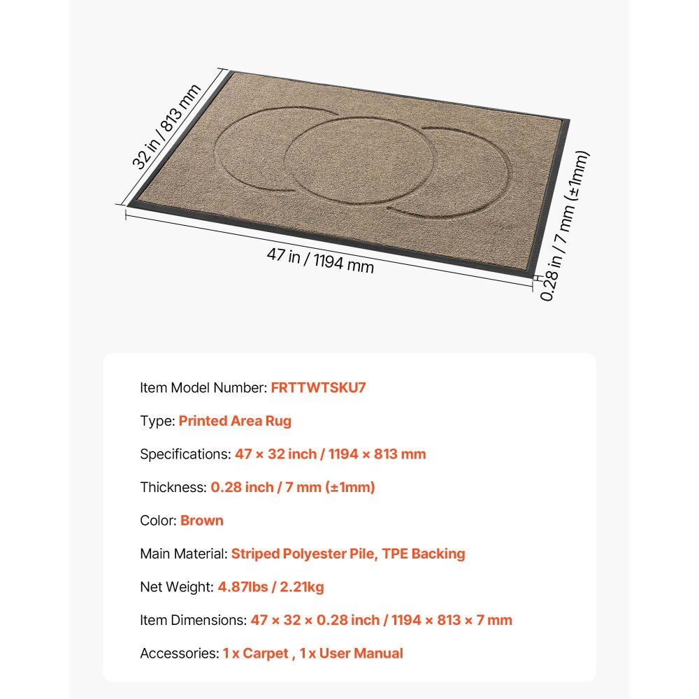 VEVOR Front Door Mat, 47 x 32 in Commercial Floor Mat for Indoor and Outdoor, Modern Stylish Carpet with TPE Backing, Heavy Duty Washable Entry Industrial Rug for Hallway, Balcony, Garage, Brown