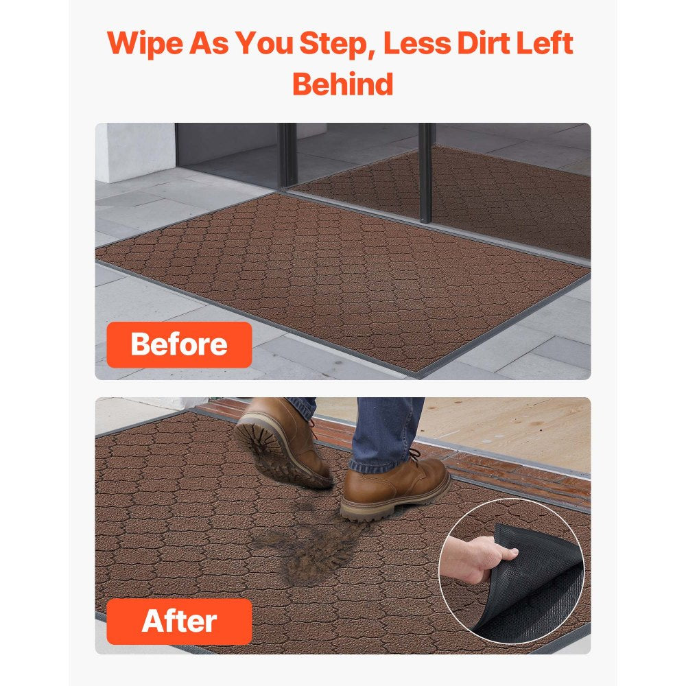 VEVOR Front Door Mat, 47 x 35 in Commercial Floor Mat for Indoor and Outdoor, Modern Stylish Carpet with TPE Backing, Heavy Duty Washable Entry Industrial Rug for Hallway, Balcony, Garage, Brown