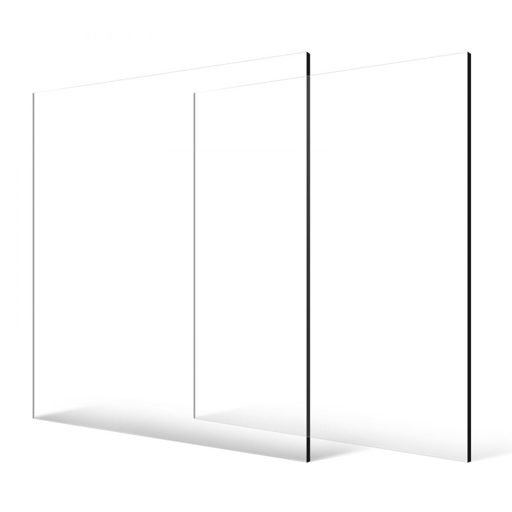 VEVOR Plexiglass Acrylic Sheet, 2-Pack Plastic Sheets, 24 x 36 Inch 1/4 Inch Thick Clear Plastic Cast Transparent Glass for Crafting Projects, Replacement Picture Frame Glass, DIY Display, Easy to Cut