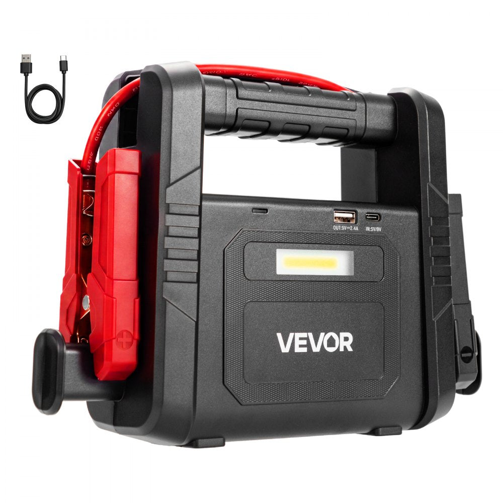 VEVOR Jump Starter 6000A Peak Portable Car Battery Booster Jump Box 12V, for Up to Most Gas / 10.0L Diesel Engine, Power Bank, 3 Mode Emergency LED Flashlight, Lithium Battery Pack, with USB Output