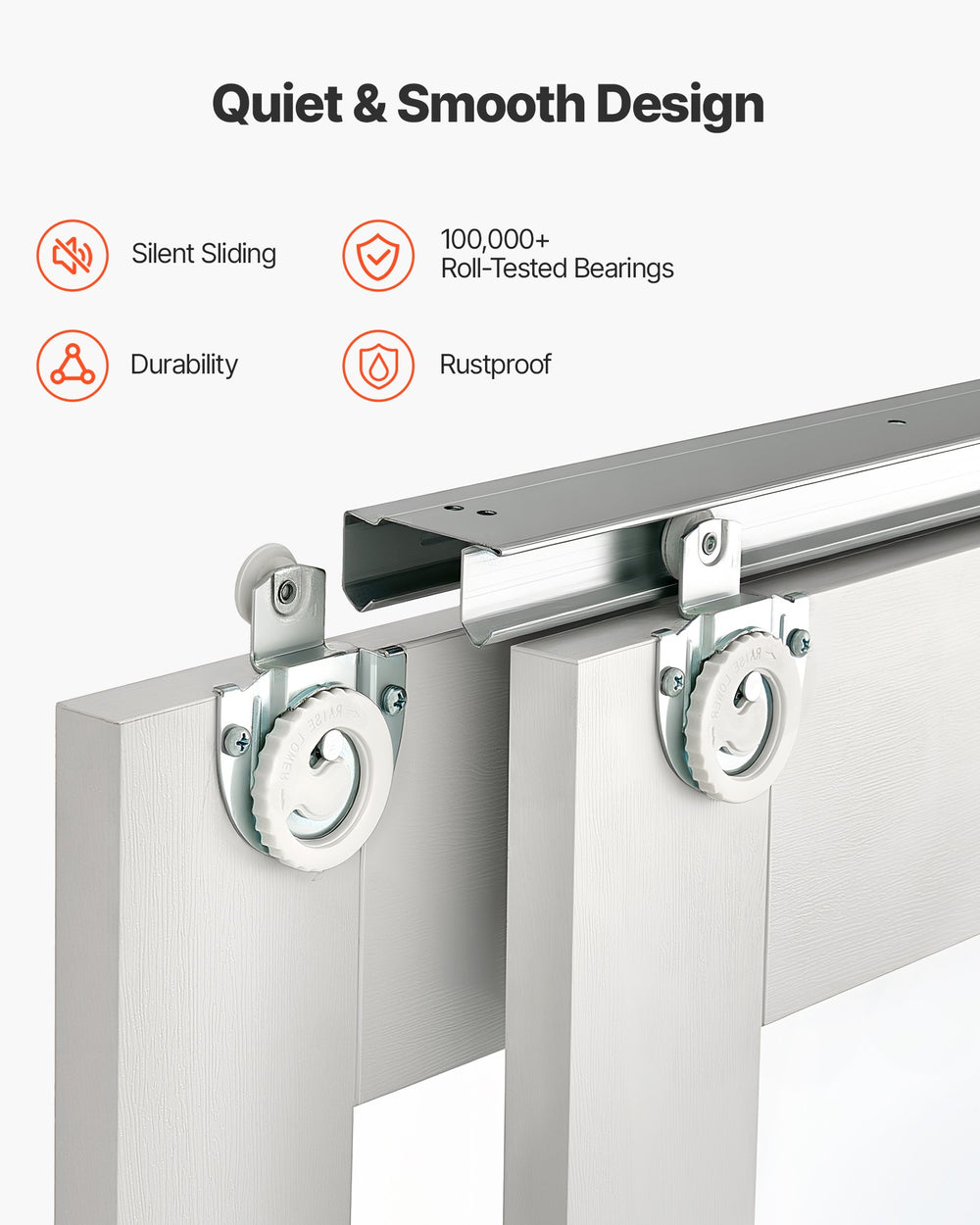 Quiet and smooth sliding hardware detail (100,000+ roll-tested bearings)