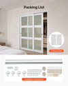 Packing list showing 2 closet doors and installation hardware kit