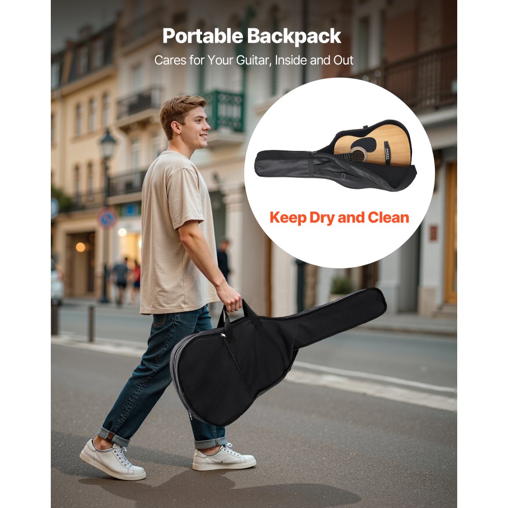 VEVOR Dreadnought Acoustic Guitar, 36 in, 6-String Natural Solid Top Guitar, Portable Bundle with Gig Bag, Tuner, Strap, Steel Strings, Picks, Capo, Rosewood Fingerboard, for Beginner Teen Small Hands