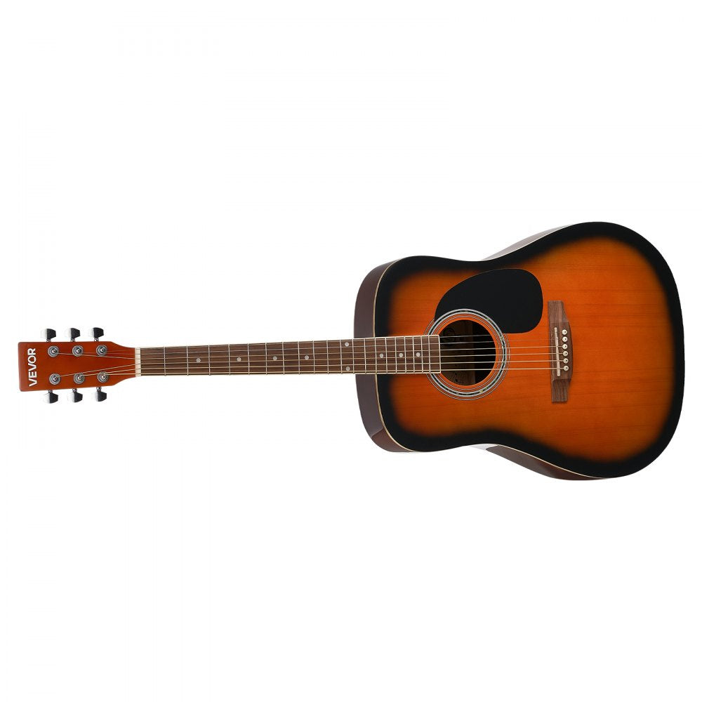 VEVOR Dreadnought Acoustic Guitar, 41 in, 6-String Sunburst Solid Spruce Top Guitar, Beginner Bundle with Gig Bag, Tuner, Strap, Strings, Picks, Capo, Rosewood Fingerboard, for Adult Taller Player