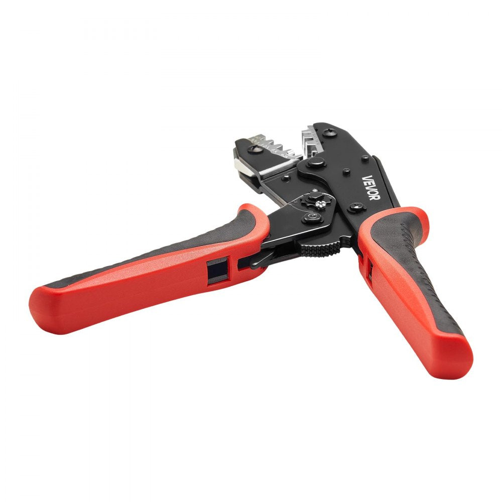 VEVOR Crimping Tool, 24-10 AWG Ratcheting Wire Crimper Tool, Labor-Saving Electrical Terminal Crimp Pliers with Clear Metric & AWG Markings, Quick Release, Adjustable Pressure for Multiple Terminals