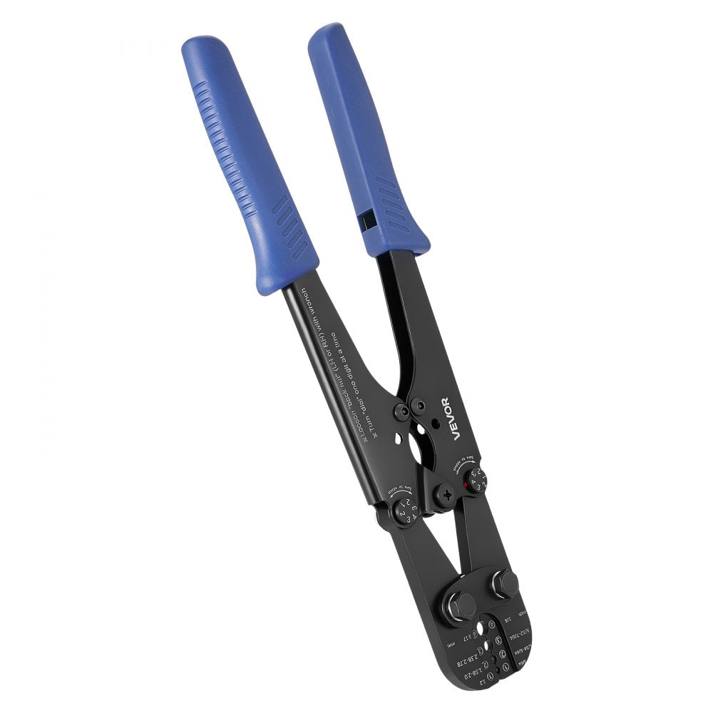 VEVOR Crimping Tool, 3/64" - 1/8" Steel Wire Rope Crimper, with Clear Metric and Imperial Markings, Adjustable Force, Crimp Pliers for Aluminum Oval and Dual Sleeves, and Annealed Copper Sleeves