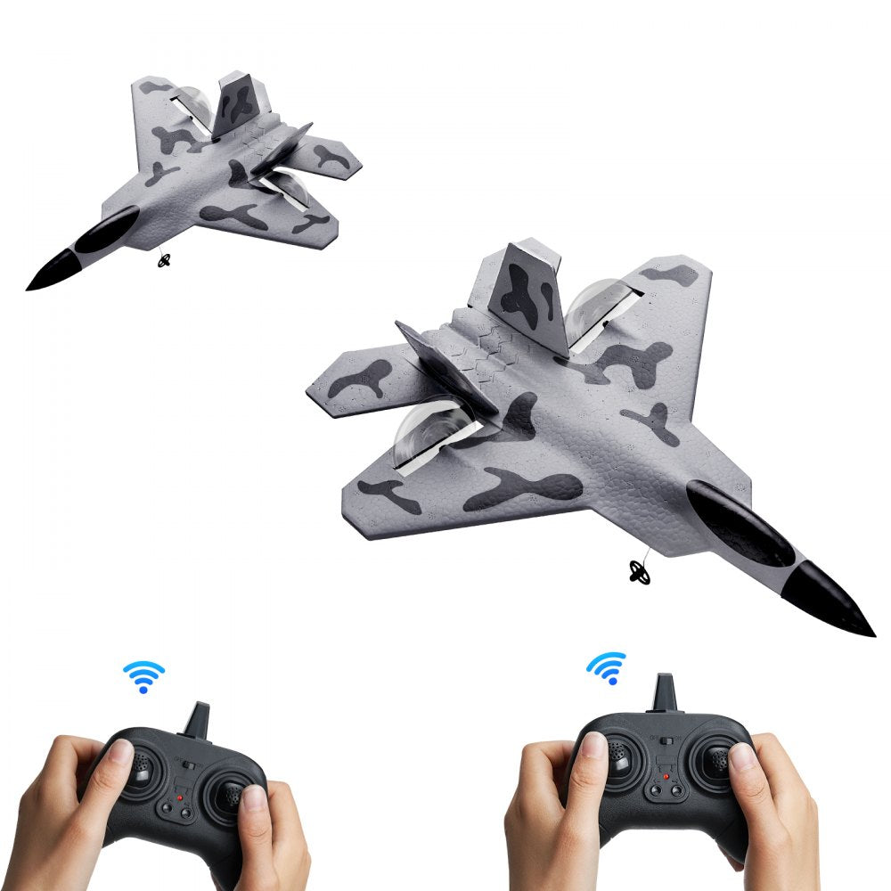 VEVOR RC Plane, 2.4GHZ 2 Channel Remote Control Airplane with 6-Axis Gyro Stabilizer, Ready to Fly Fighter Aircraft Plane Toy with 2 Batteries, Easy to Fly RC Glider for Adults Kids Beginners Boys