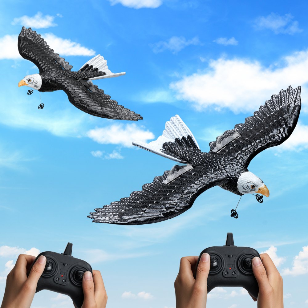 VEVOR RC Plane, 2.4GHZ 2 Channel Remote Control Airplane with 6-Axis Gyro Stabilizer, Ready to Fly Eagle Aircraft Plane Toy with 2 Batteries, Easy to Fly RC Glider for Adults Kids Beginners Boys Girls