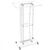 VEVOR Podium Stand 47 inch Acrylic Lectern Mobile Laptop Desk Storage Shelf, for Schools, Churches and Events, Clear Portable Presentation Lectern Stand with Storage Shelf, Book Stop, Spacious Surface