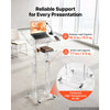 VEVOR Podium Stand, Adjustable Height Acrylic Lectern Mobile Laptop Desk, for Schools, Churches and Events, 43-46 inch, Clear Portable Presentation Lectern Stand with 70-180° Tilt and Storage Shelf