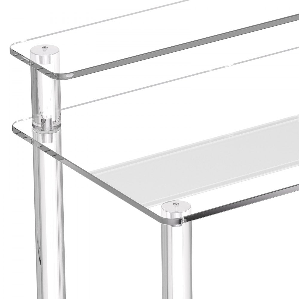 VEVOR Acrylic Table, 2 Tiers Clear Office Desk with Monitor Stand, Acrylic Study Computer Desk, Modern Side End Table Nightstand for Bedroom, Office, Study, Cloakroom, 19.7 x 31.5 x 34.7 in (Clear)