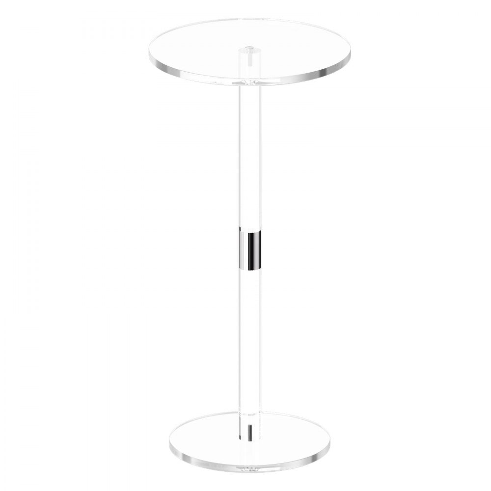 VEVOR Acrylic Drink Table, Clear End Table Round Top with Solid Post, Modern Acrylic Cake Table Stand, Transparent Side Desk for Coffee, Drink, Food, Snack, Easy Assembly, 10 x 10 x 21.3 in (Clear)