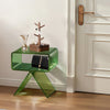 VEVOR Acrylic Nightstand Side Table, Modern Clear Bedside Table with Storage Shelf, Transparent Small End Desk for Living Room, Bedroom, Home Decor, No Assembly Needed, 11.8 x 15.4 x 17 in (Green)