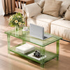 VEVOR Acrylic Coffee Table, 2 Tiers Center Table with Storage Shelf, Modern Rectangle Acrylic Coffee Desk, Ideal for Dining Room, Kitchen Island, Restaurant, Office, 19.7 x 31.5 x 15.7 in (Green)
