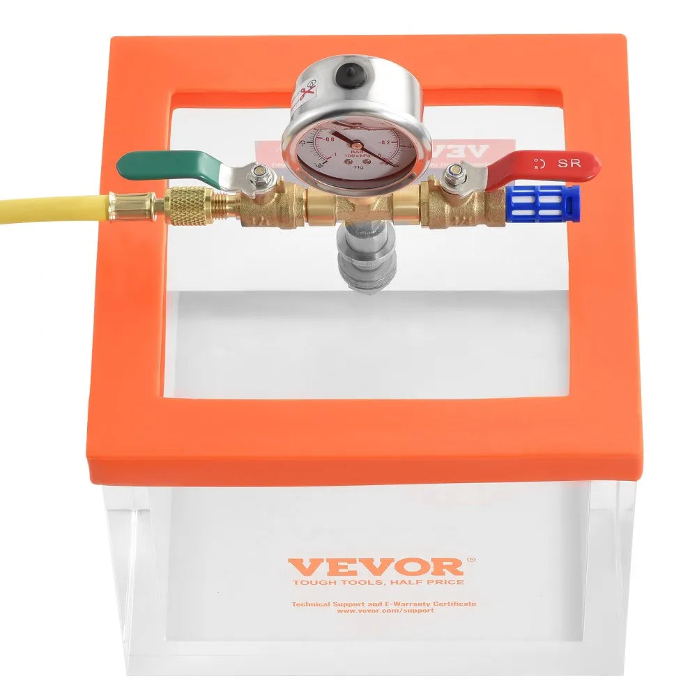 VEVOR 2 Gallon Vacuum Chamber, Upgraded Multipurpose Acrylic Vacuum Degassing Chamber, Transparent Vacuum Chamber, for Resin Degassing, Silica Gel Degassing, Gypsum Degassing and Vacuum Extraction
